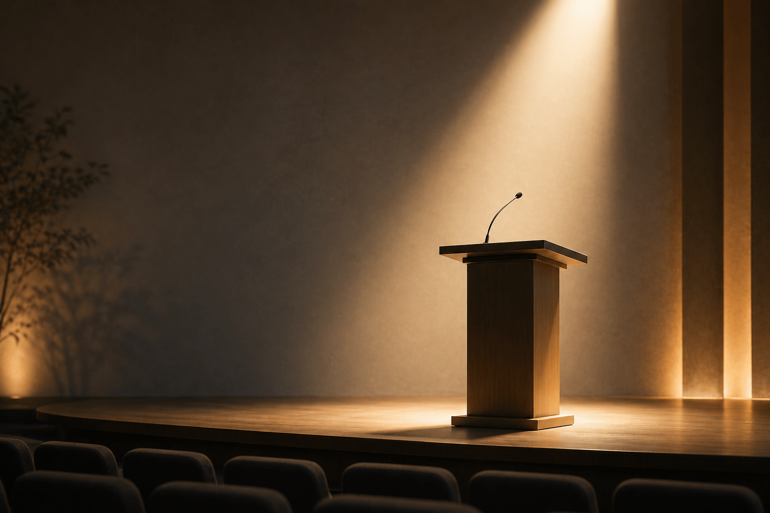 Podium under spotlight