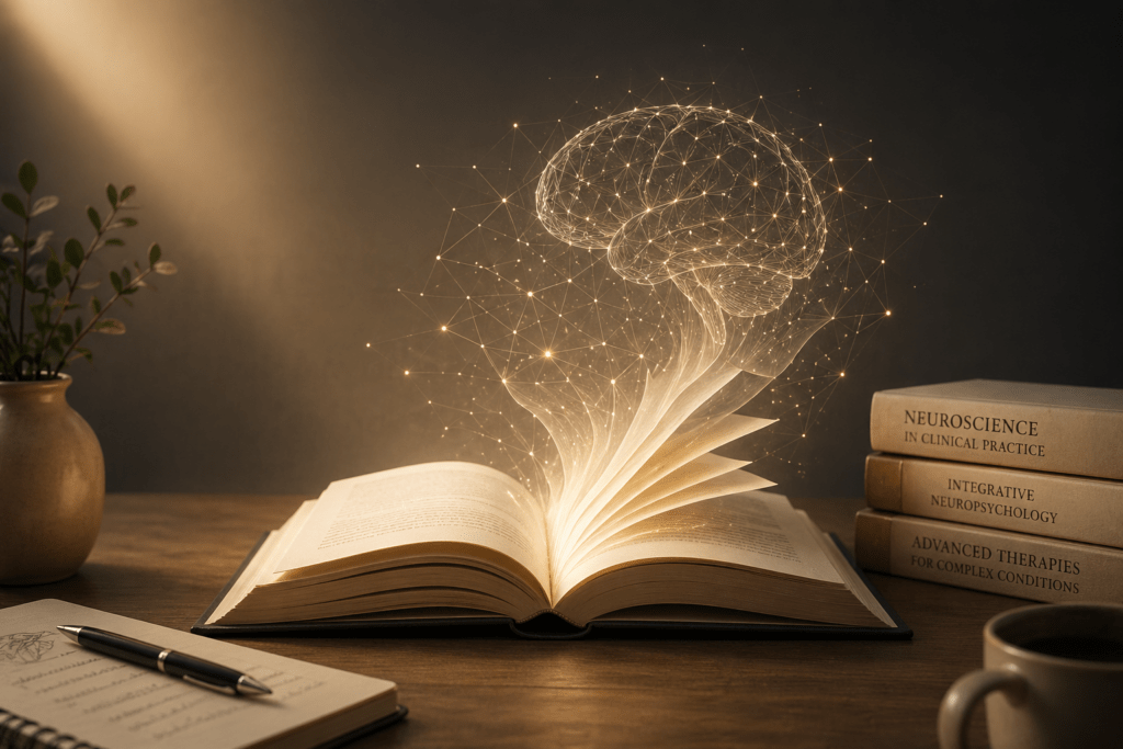 Open glowing book concept