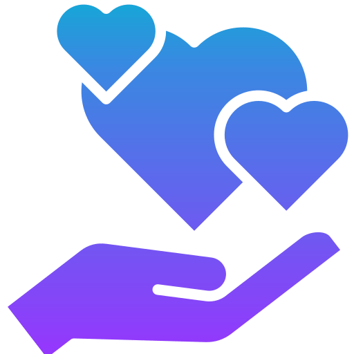 Heart in caring hands icon